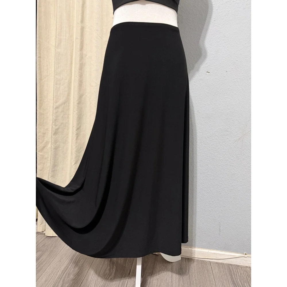 Whimsical Jason Maxwell Black Midi Skirt XL A-Line Elastic Waist Stretch Fairy